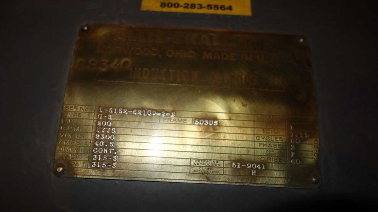 ALLIS CHALMERS 503US GS 200HP 2300V-AC INDUCTION MOTOR - ELECTRIC MOTORS