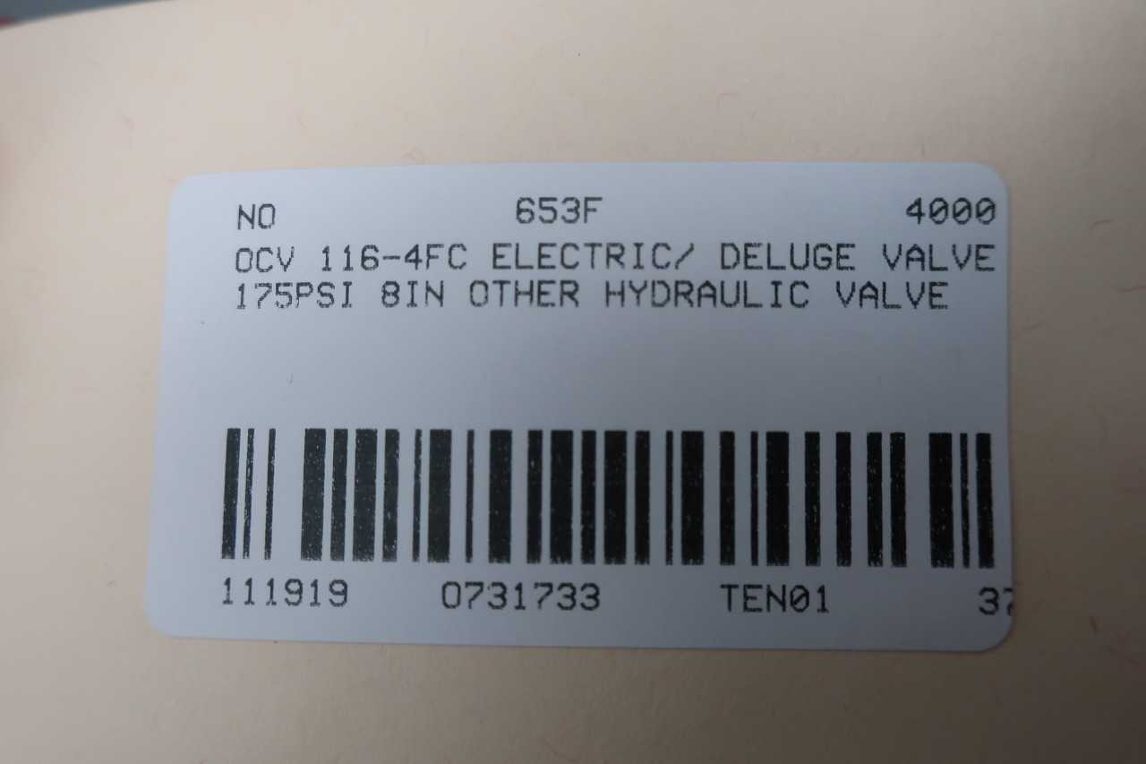 OCV 116 4FC DELUGE VALVE STEEL FLANGED 8IN OTHER VALVE - VALVES