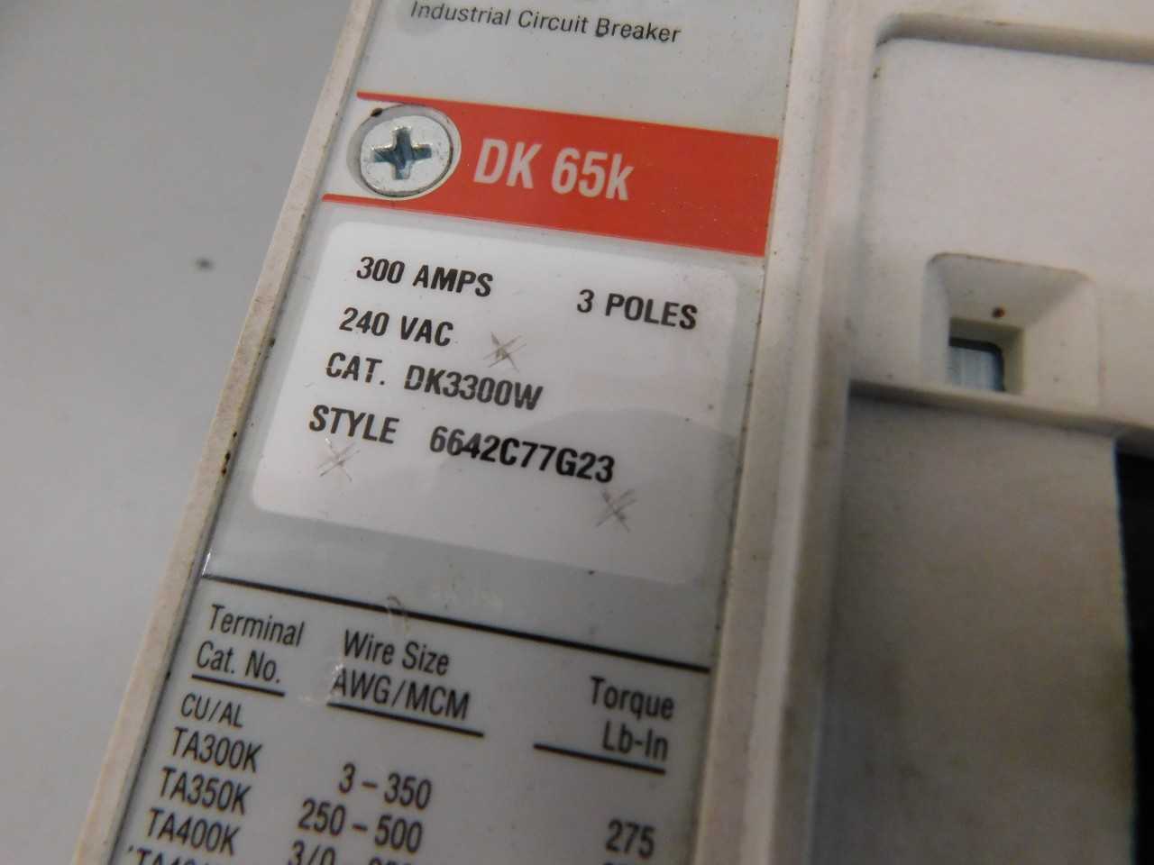 [SALVAGE - FOR PARTS ONLY] Eaton DK3300W MCCB DK 3P 300A - CIRCUIT BREAKERS