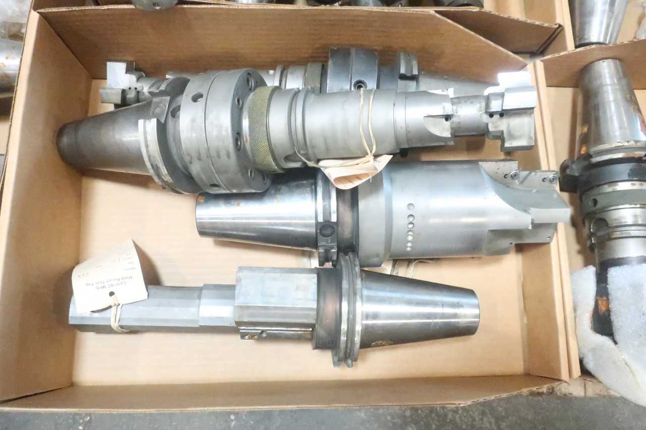 LOT OF ASSORTED CAT50 TOOL HOLDERS WITH ATTACHMENTS - ELECTRIC POWER TOOLS