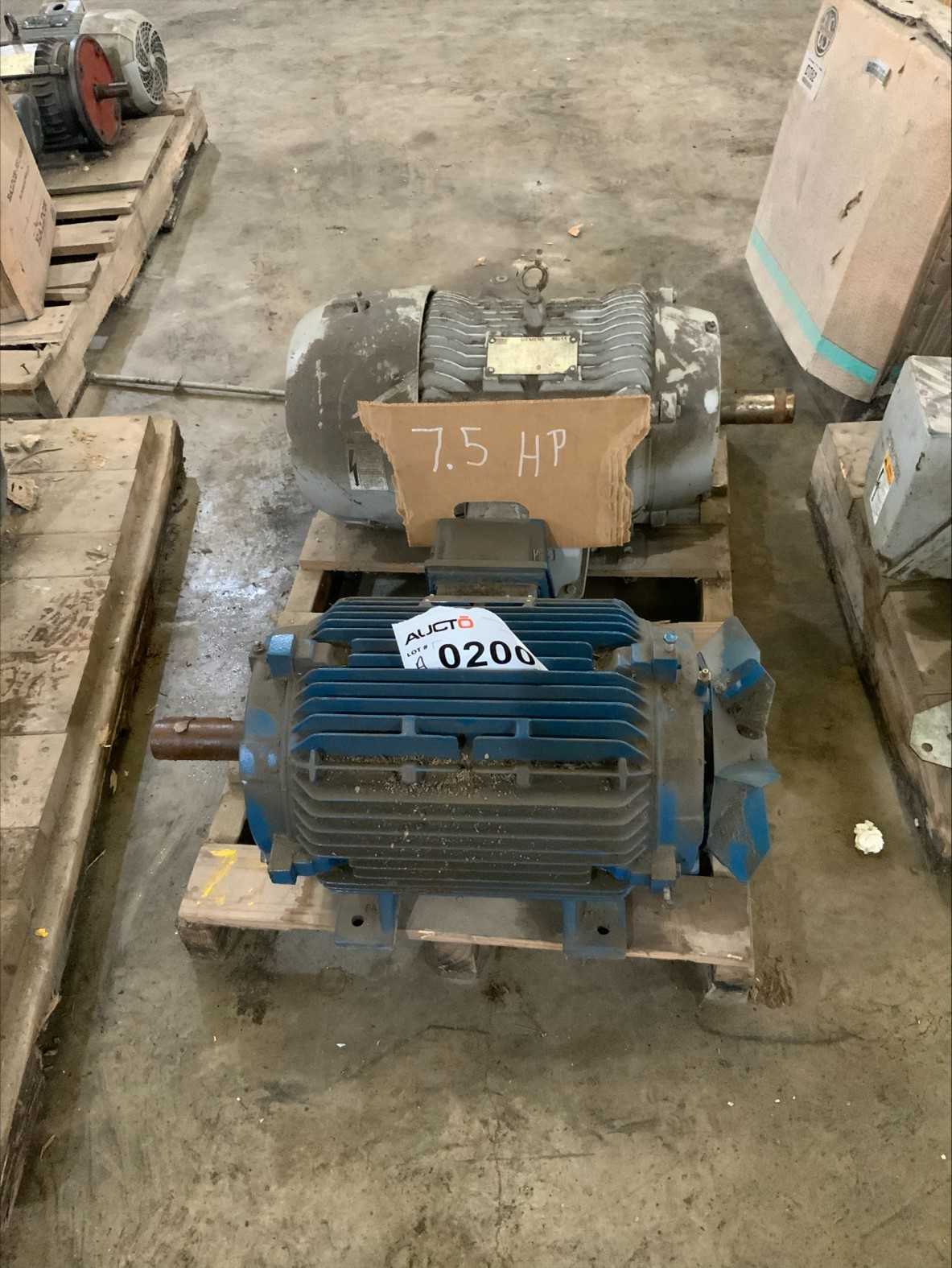 Bulk Lot of 7.5 HP Motors (Quantity of 2) - ELECTRIC MOTORS