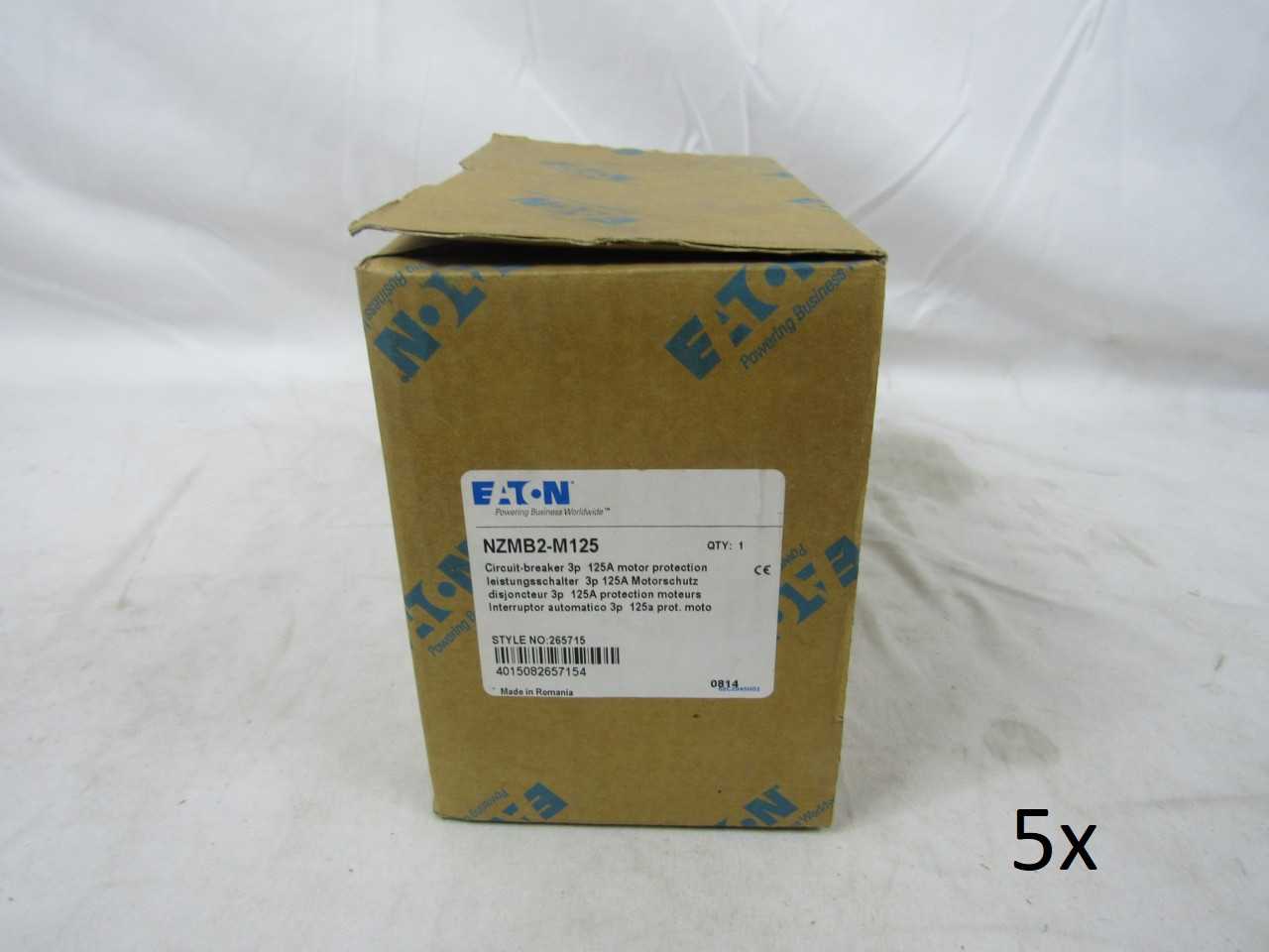 5 Quantity-Eaton 3P 125A 600VAC Molded Case Circuit Breakers-NZMB2-M125 - CIRCUIT BREAKERS