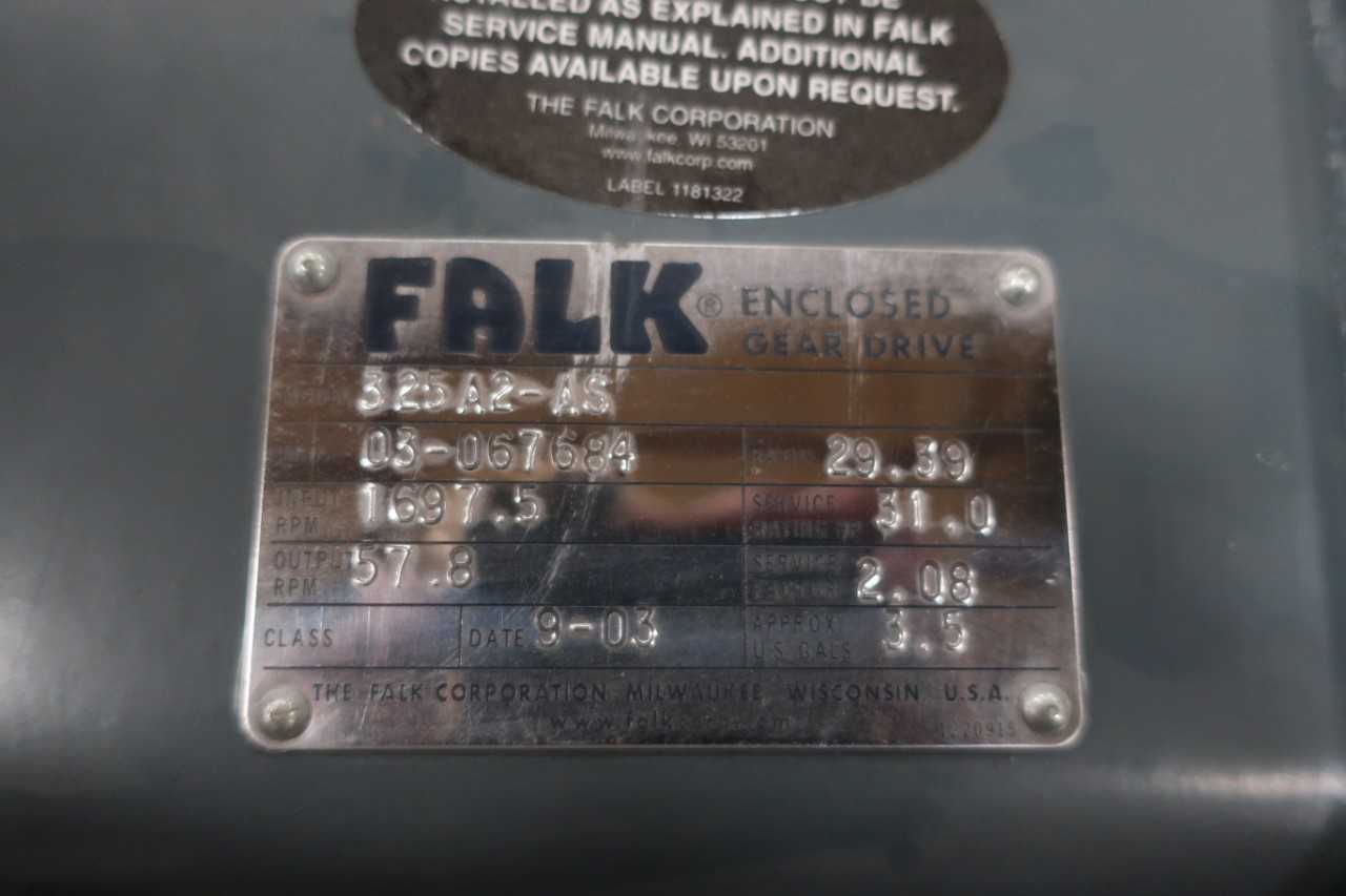 FALK 325A2-AS 1697.5RPM 29.39:1 GEAR REDUCER - GEAR REDUCERS