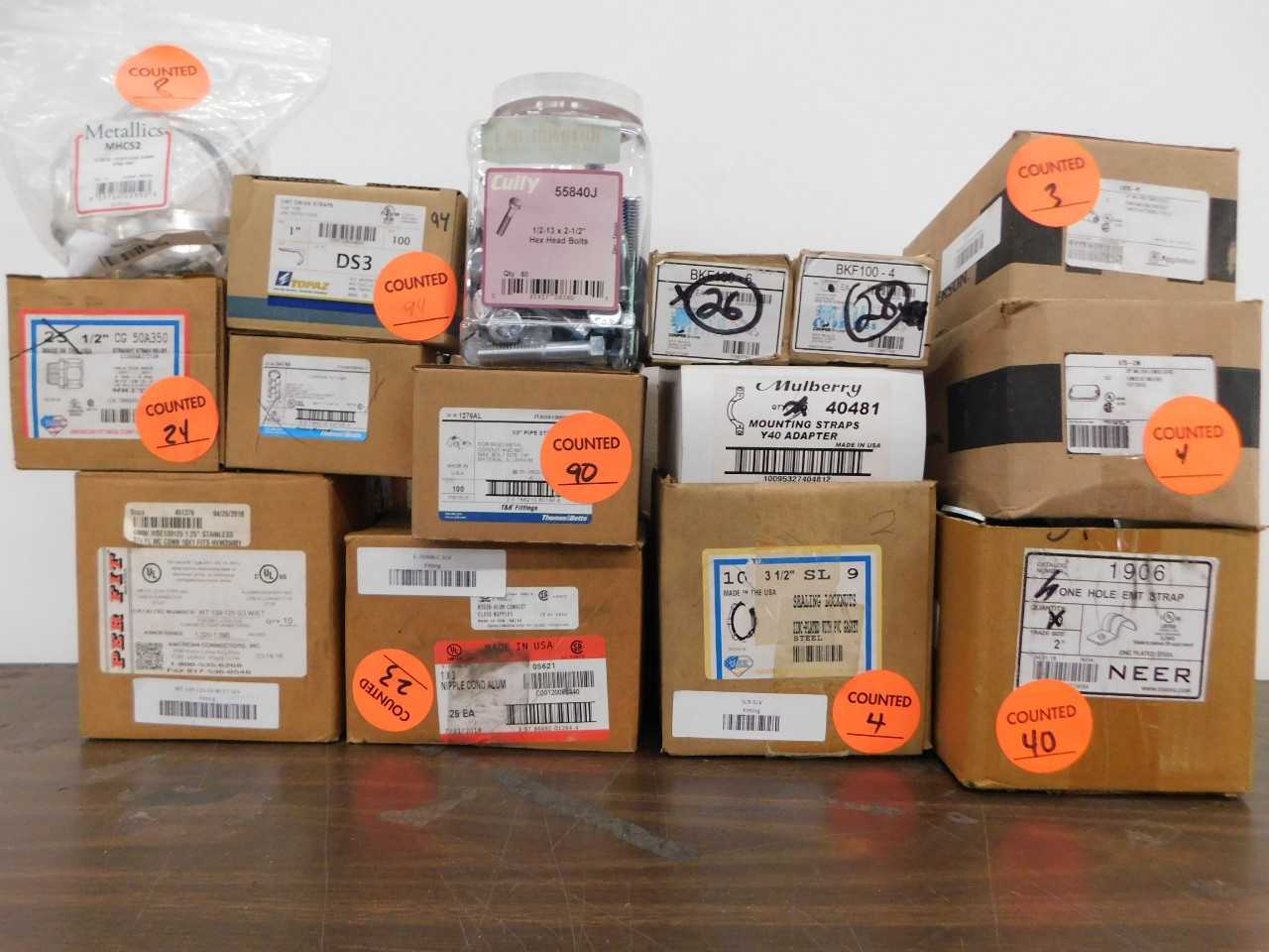 15 Partial Cases of Conduit Straps, Fasteners, Cable Connectors + Other Fittings - ELECTRICAL COMPONENTS