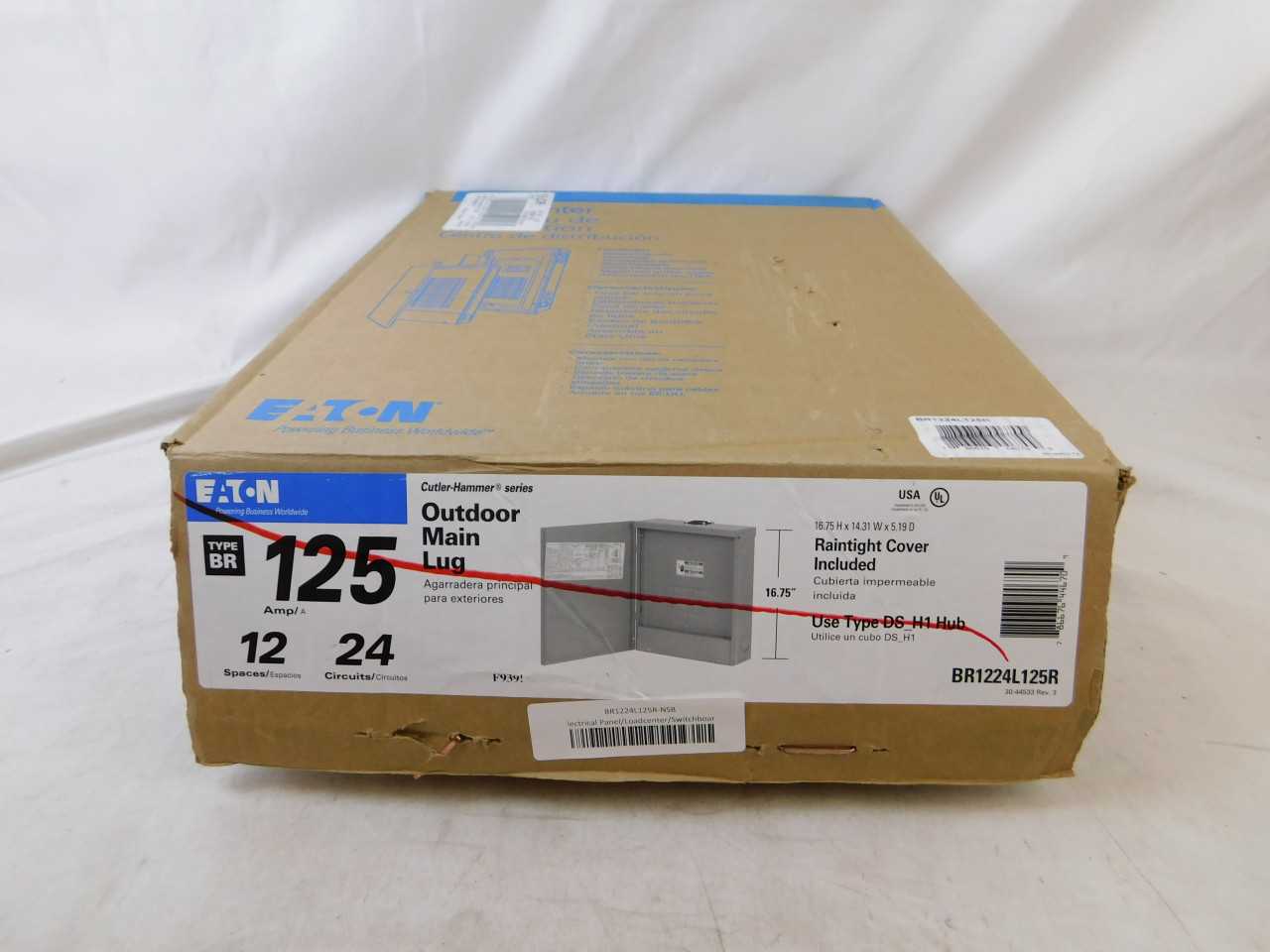 Quantity of 2 New Surplus Eaton BR1224L125R Main Lug Panel Type BR 125A 120V - ELECTRICAL COMPONENTS