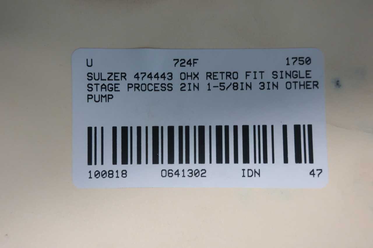 SULZER 474443 2X3 OHX RETRO FIT 2IN 1-5/8IN 3IN CENTRIFUGAL PUMP - CENTRIFUGAL PUMP