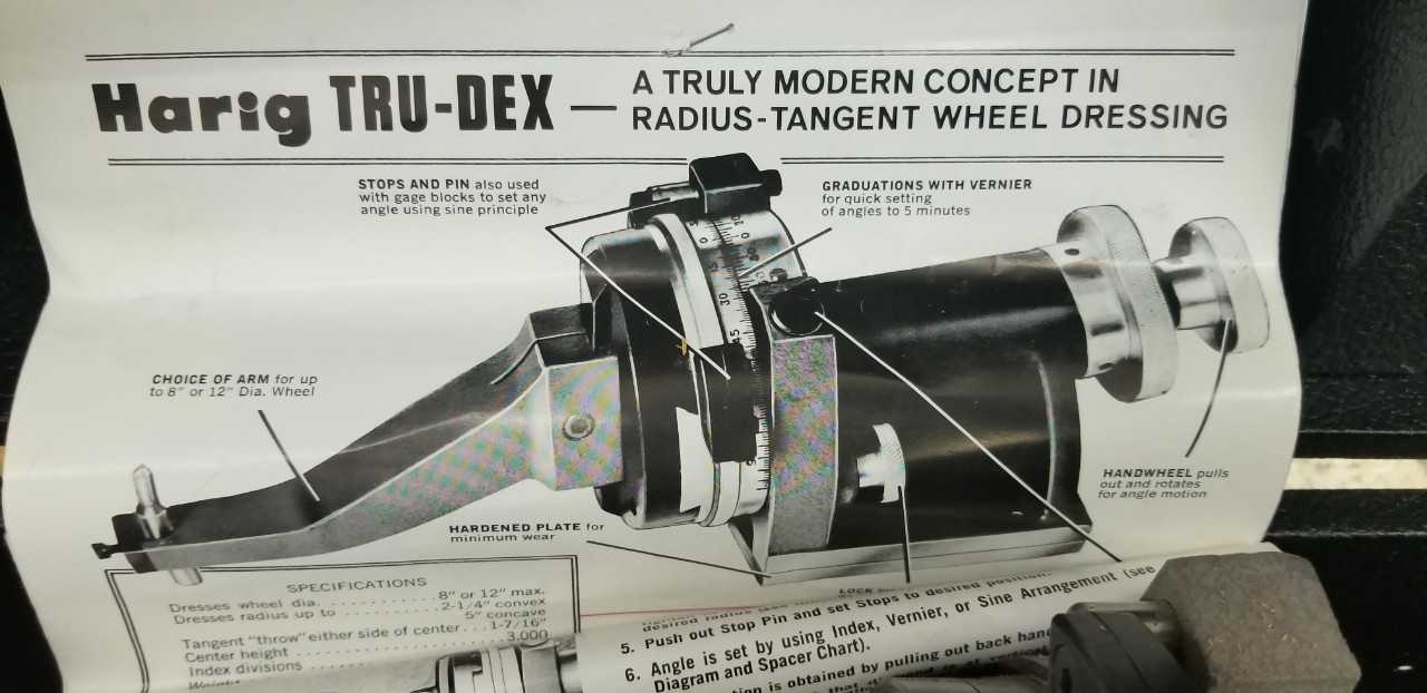 Harig Tru-Dex Radius Targent Wheel Dresser - GRINDING MACHINE PARTS