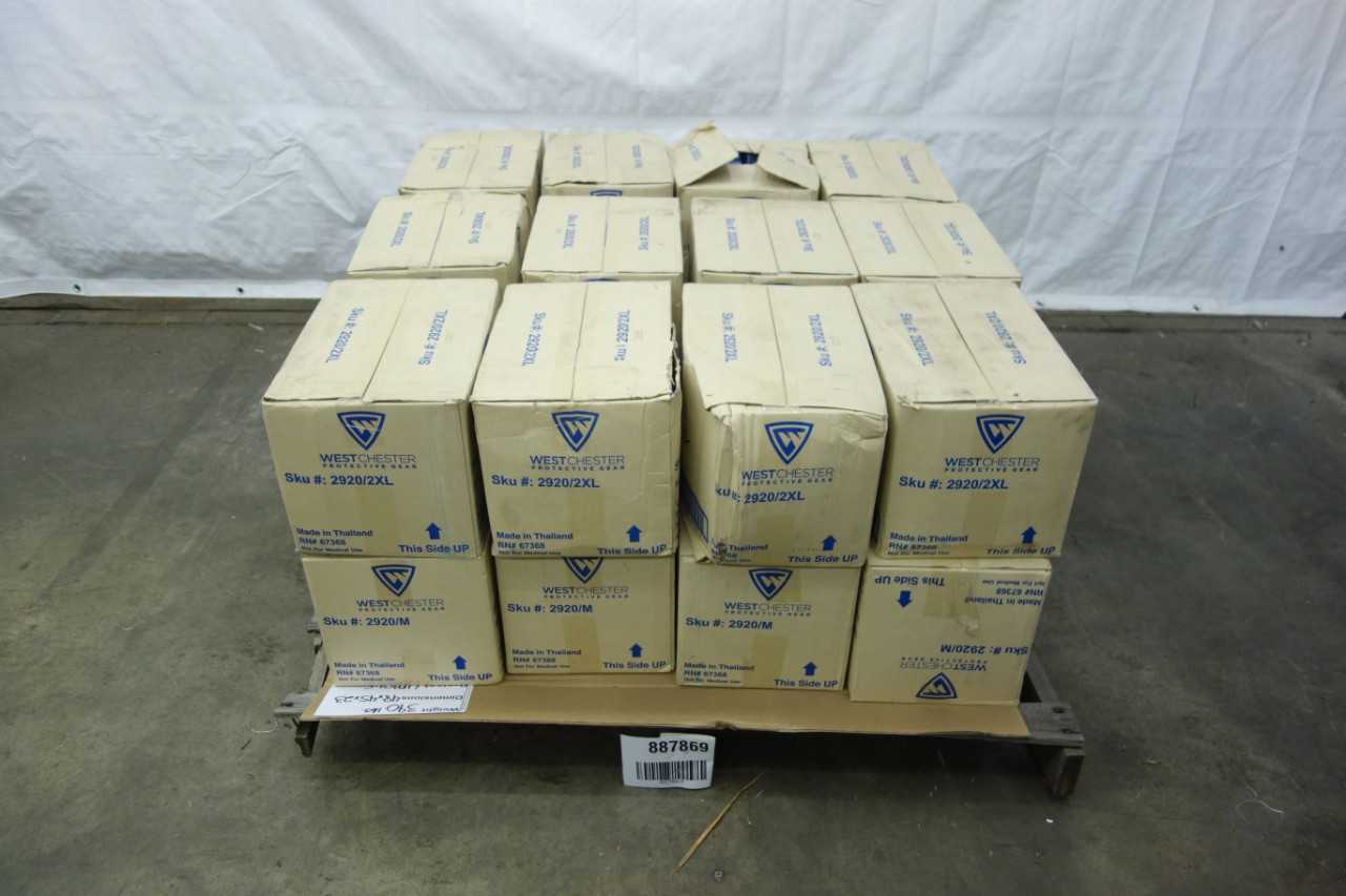 PALLET OF WEST CHESTER NITRILE DISPOSABLE GLOVES, 2 XL, MEDIUM - LAB & SCIENTIFIC