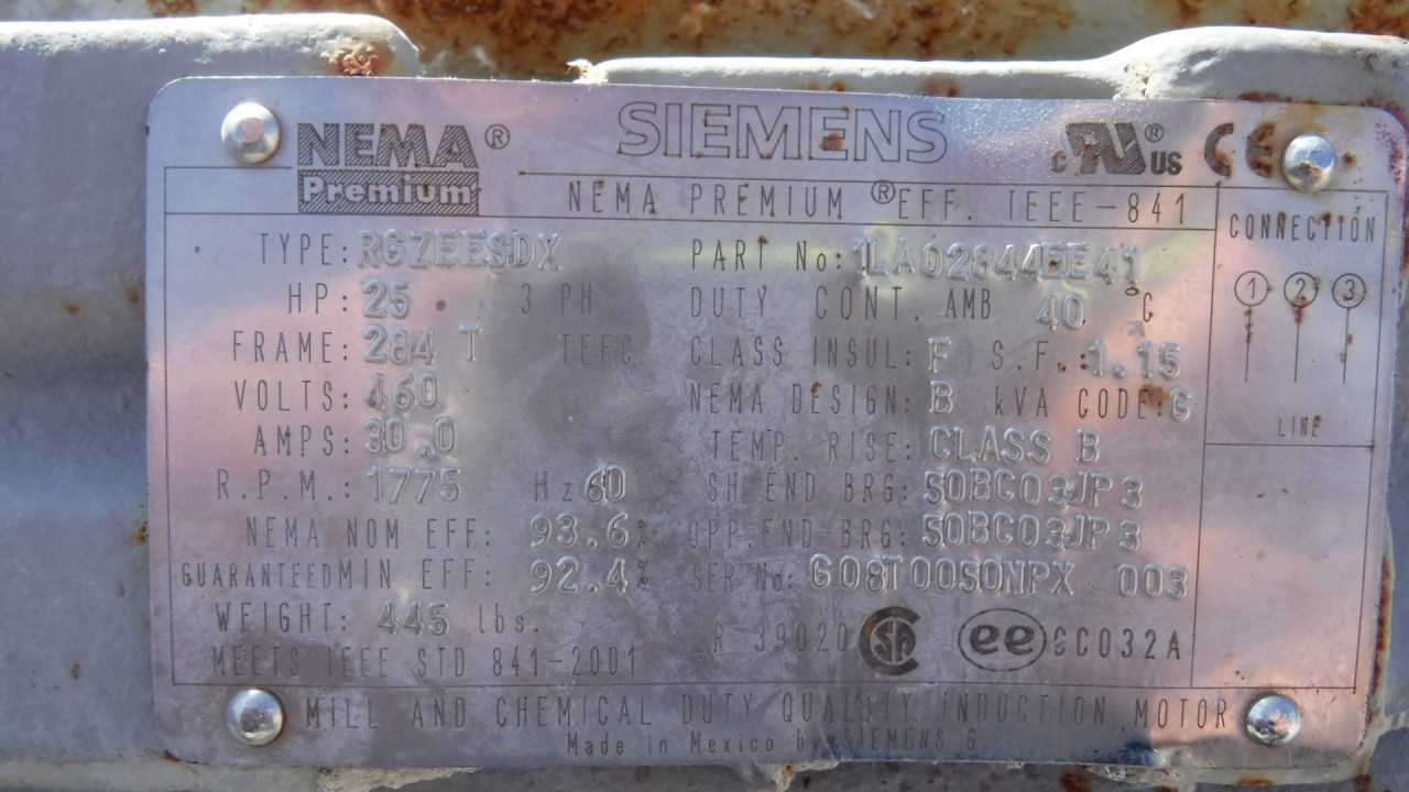 25 HP 1800 RPM 284T Frame Siemens Motor - ELECTRIC MOTORS