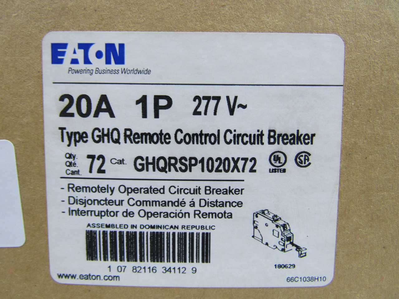 Quantity 100 of Eaton GHQRSP1020 Bolt On GHQ 1P 20A 240VAC - ELECTRICAL COMPONENTS