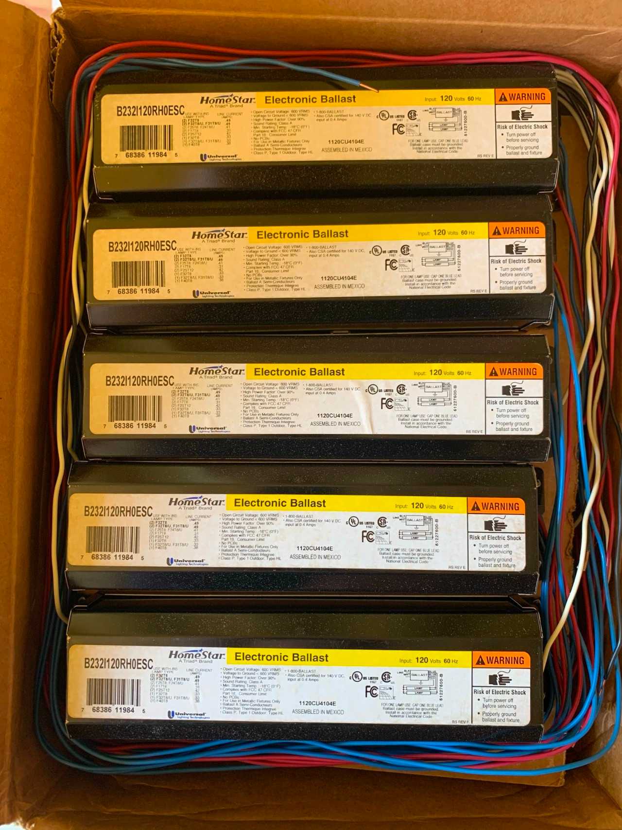 New - Lot of 60 - Universal Triad Assorted Fluorescent Ballast - LIGHTING
