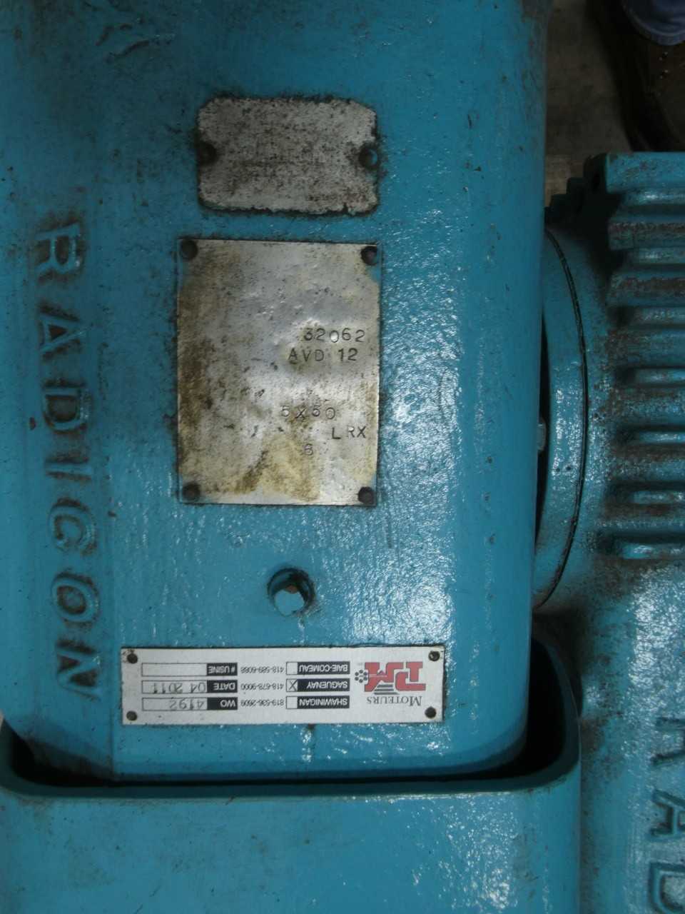 RADICON AVD-12 09800350 RIGHT ANGLE WORM GEAR REDUCER 250:1 - GEAR REDUCERS