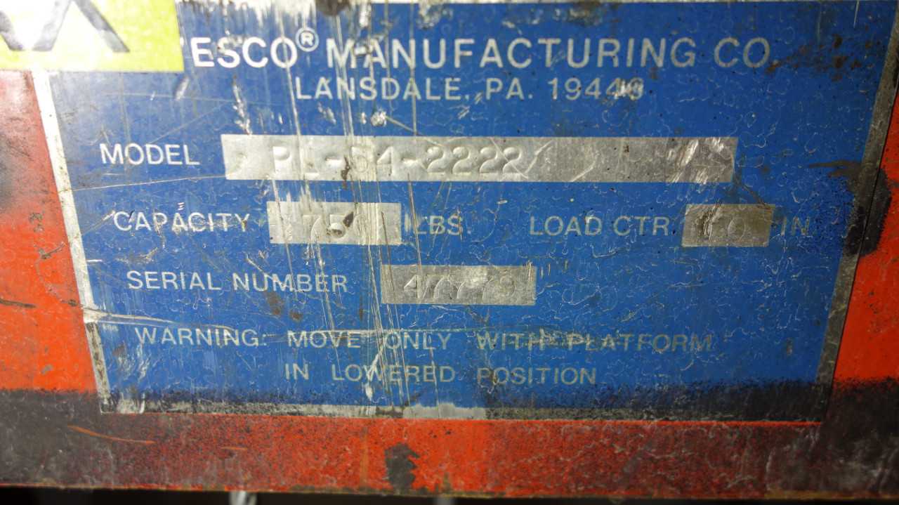 JESCO PL-54-2222 750LBS MANUAL LIFT CART - MISCELLANEOUS