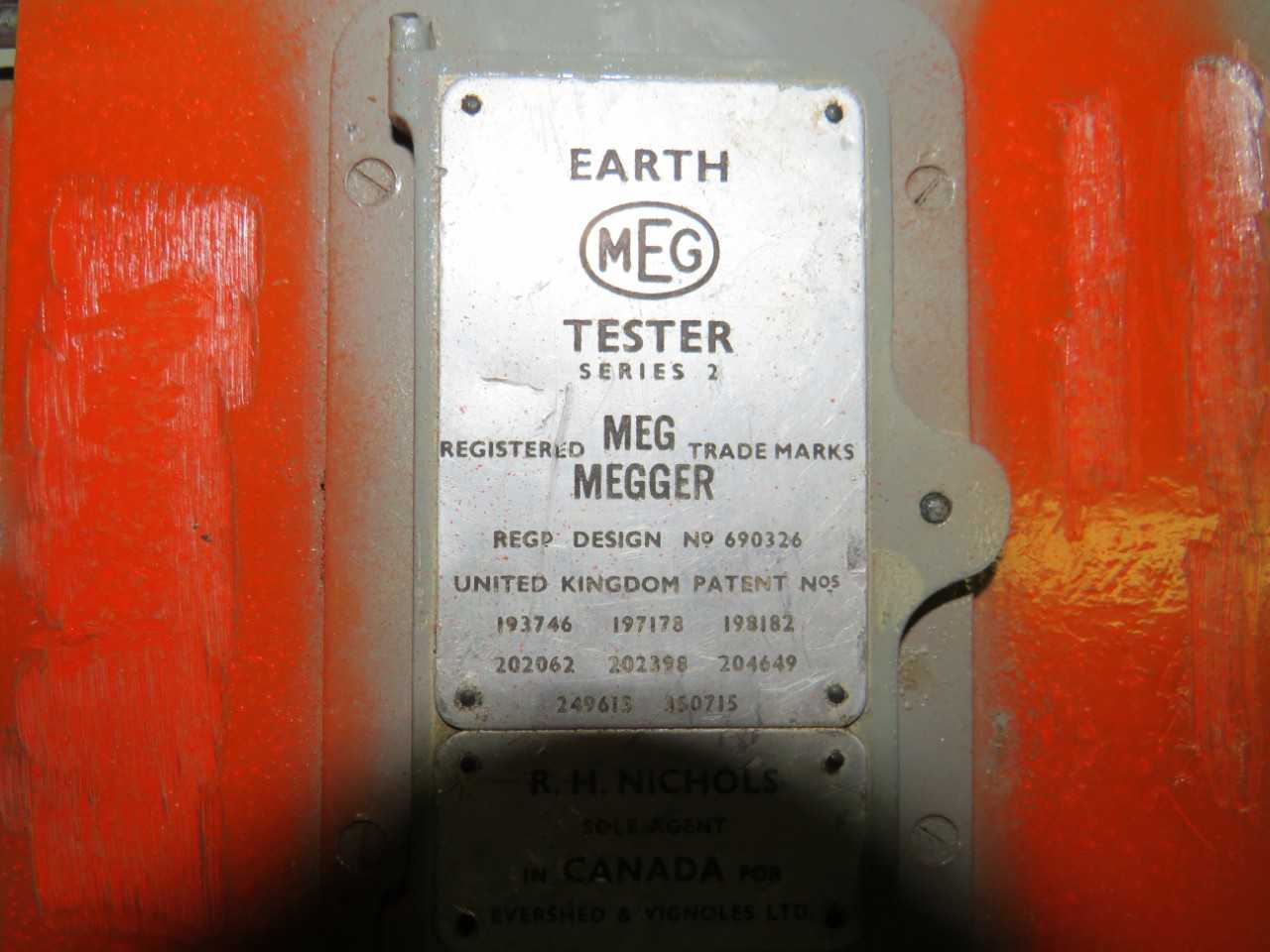 EVERSHED & VIGNOLES LTD. EARTH MEG TESTER - ELECTRICAL COMPONENTS