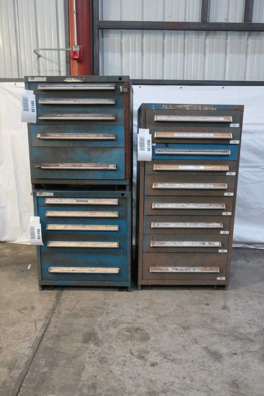 LOT OF 3 ASSORTED STANLEY VIDMAR TOOL CABINETS - TOOL STORAGE