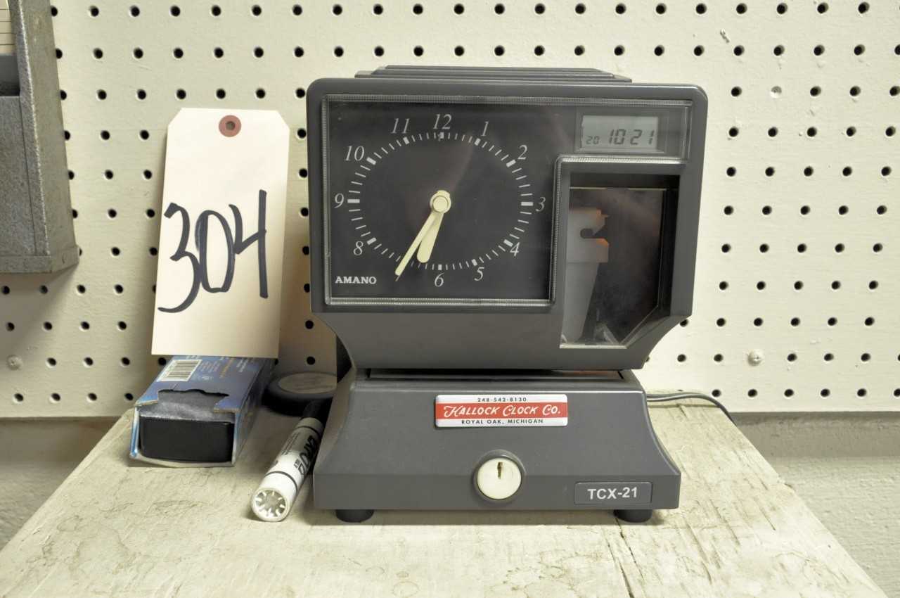 Amano TCX21 Time Clock with Card Rack and Supply - ELECTRICAL COMPONENTS