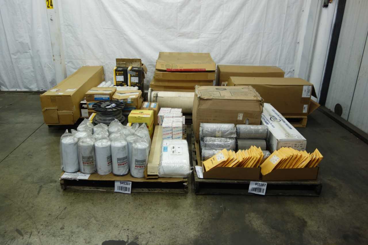 5 PALLETS OF ASSORTED HYDRAULIC AND PNEUMATIC FILTERS AND FILTER ELEMENTS, STRAINERS, SEALS, PACKING, INSULATION - PNEUMATIC FILTER ELEMENTS