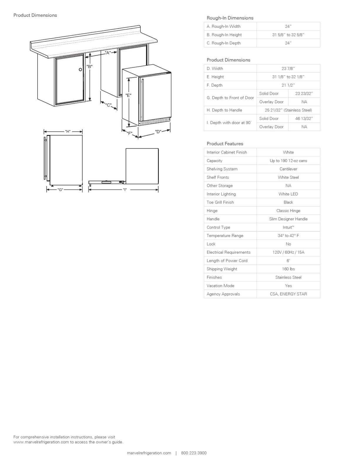 Marvel MA24RAS1RS 24" Freestanding CounterDepth Refrigerator/Brand New - MISCELLANEOUS