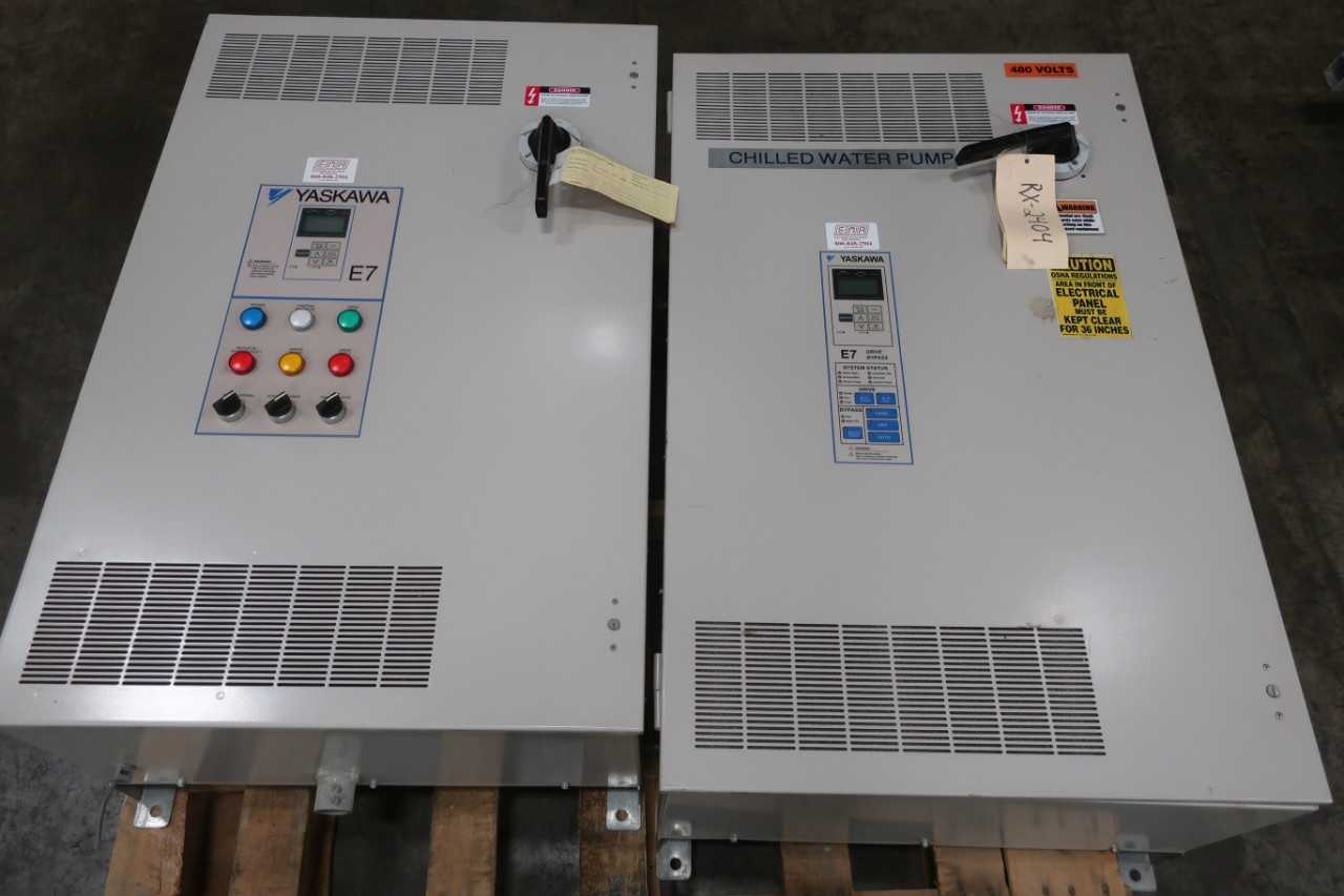LOT OF 2 YASKAWA E7BVB077Y E7 BYPASS DRIVES - AUTOMATION & CONTROLS