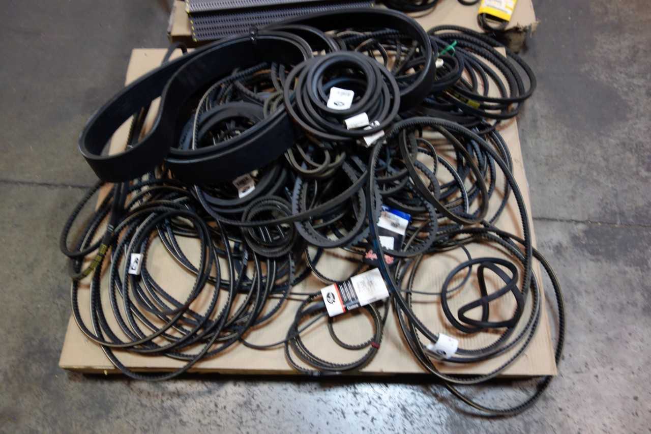 2 PALLETS OF ASSORTED V- BELTS AND TIMING BELTS- CATERPILLAR, BROWNING, GATES, JASON, OPTIBELT - BELTS