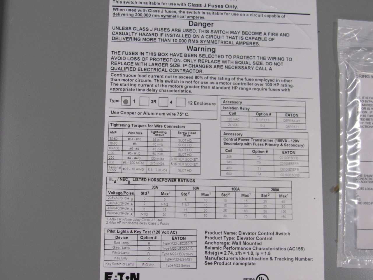 Eaton Switches - ELECTRICAL COMPONENTS