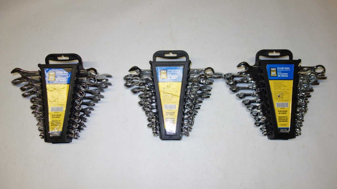 LOT OF 3 POWERFIST 22 PIECE METRIC COMBINATION WRENCH SETS - HAND TOOLS