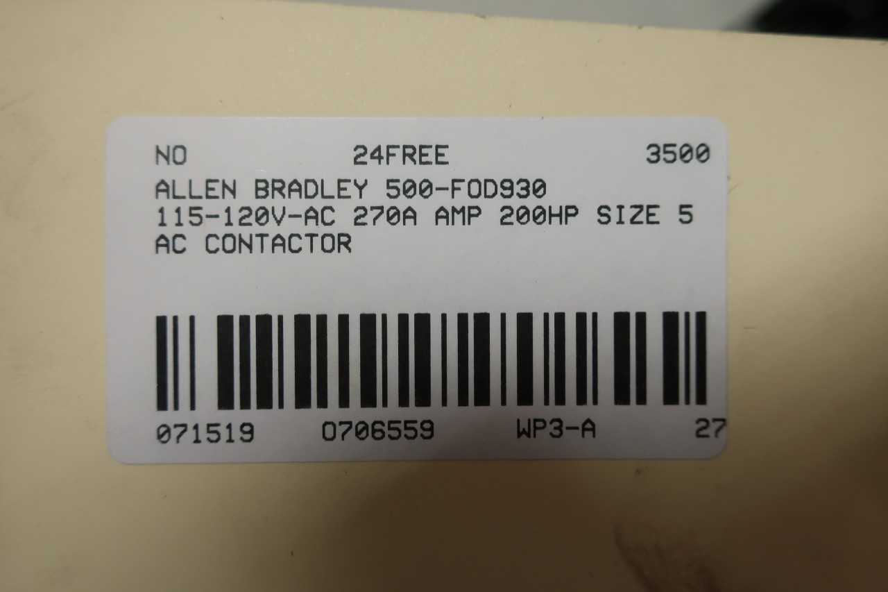 ALLEN BRADLEY 500-FOD930 SIZE 5 AC CONTACTOR - CONTACTORS