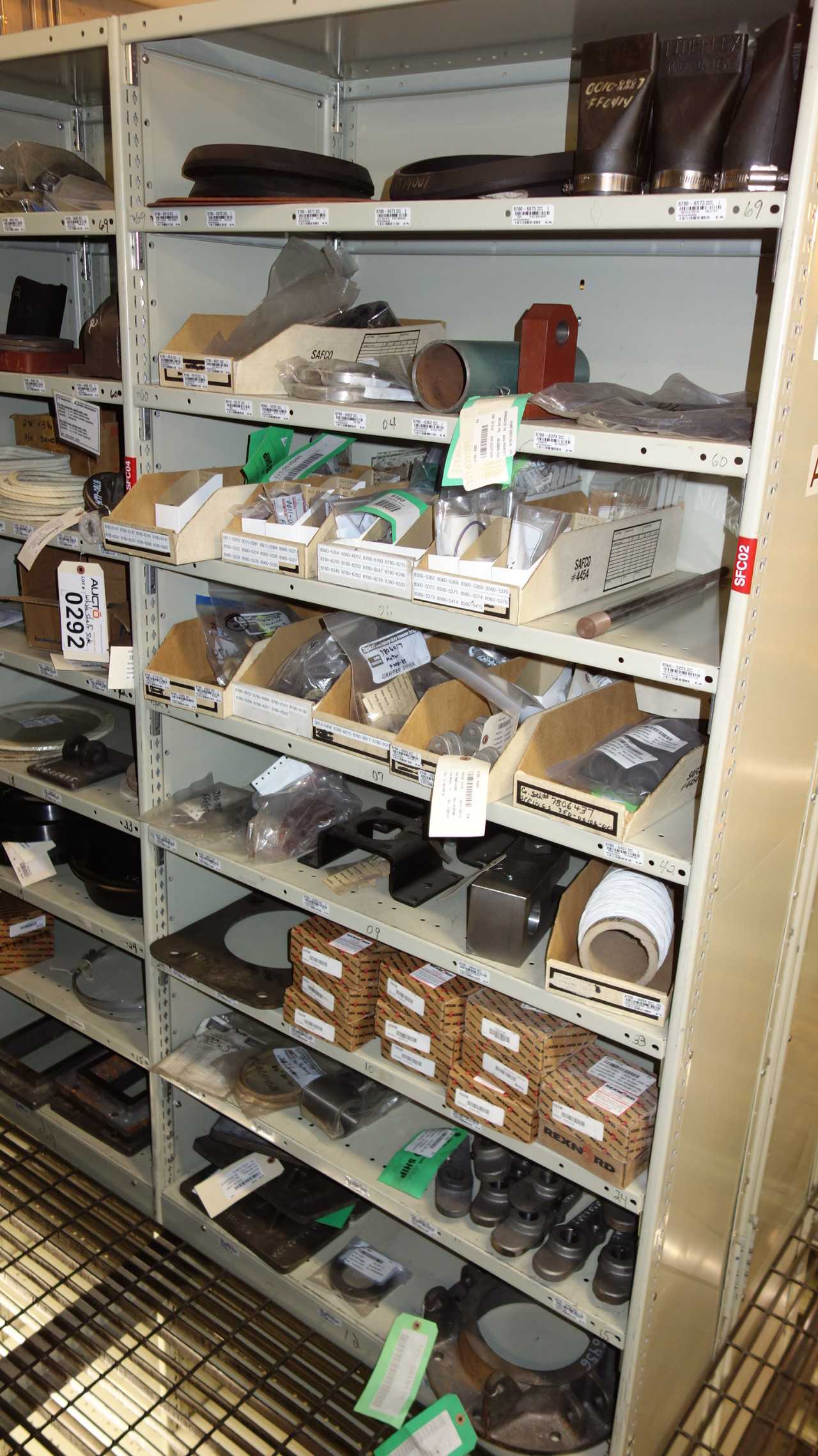 CONTENTS OF 3 SHELF COLUMNS, TURBINE PARTS - SHELVING
