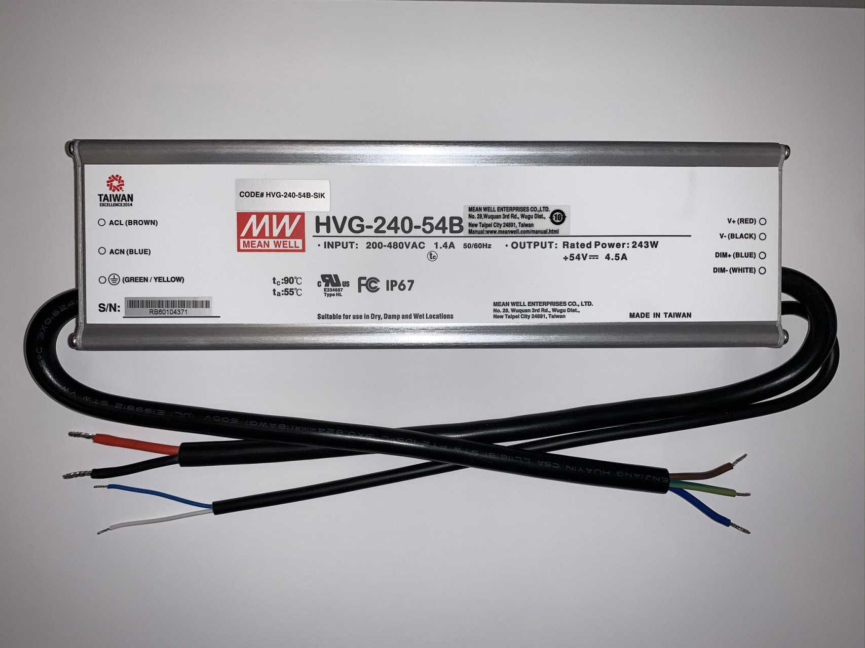 New - Lot of 9 - Mean Well HVG-240-54B-SIK2 LED Power Supply Driver - ELECTRICAL COMPONENTS