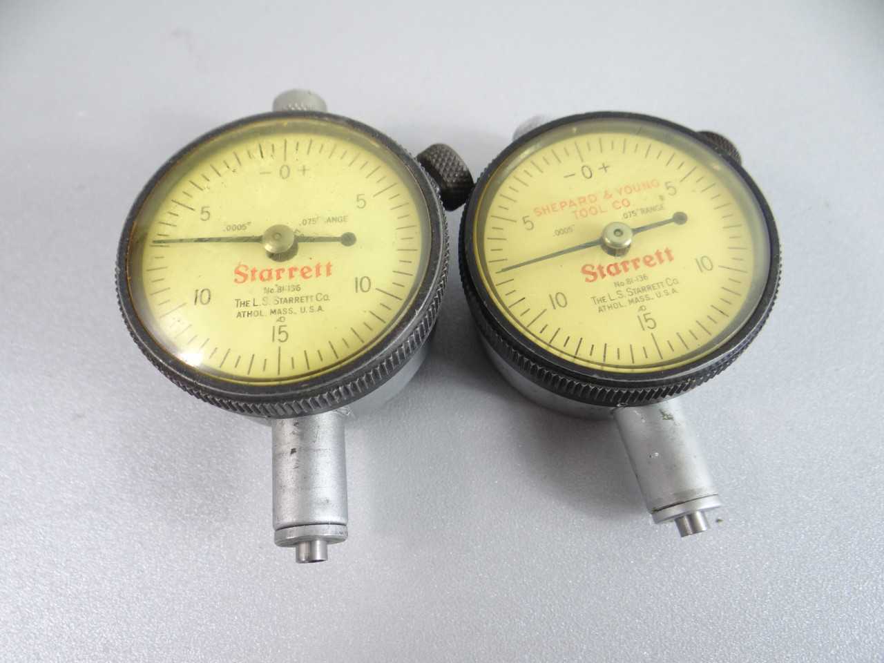 Pair of Starrett Dial Indicators 81 136 - ELECTRIC POWER TOOLS