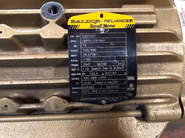 15 HP 1800 RPM 254T Frame Baldor Rel Motor Unused - ELECTRIC MOTORS