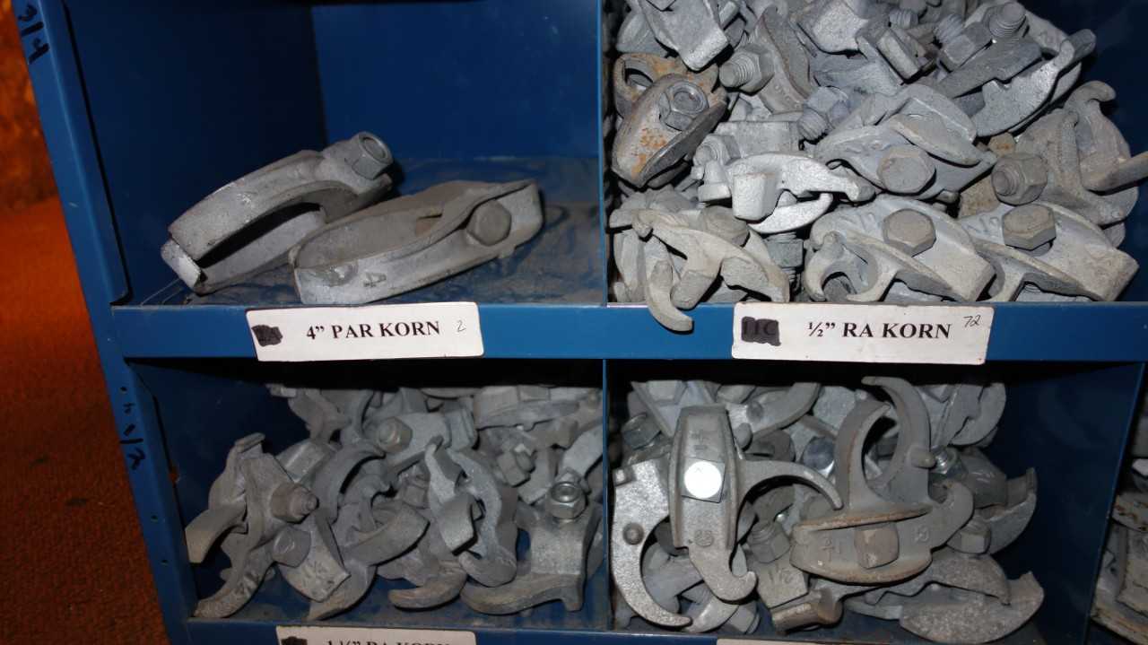 CONTENTS OF 4X STACKED PIGEON HOLE CABINET, ASSORTED ELECTRICAL CONDUIT - ELECTRICAL COMPONENTS