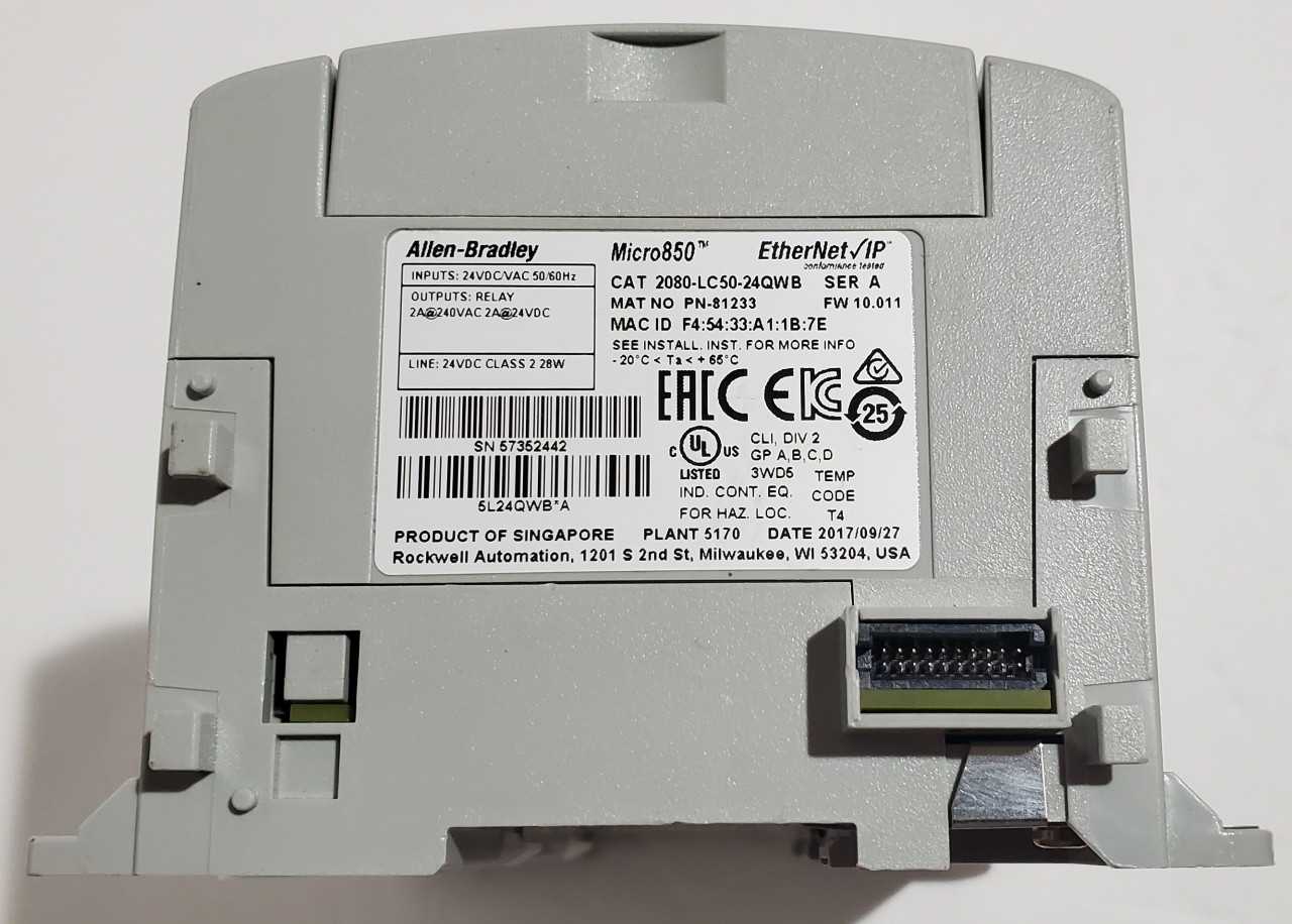 Allen Bradley Micro 850  2080-LC50-24QWB PLC - AUTOMATION & CONTROLS