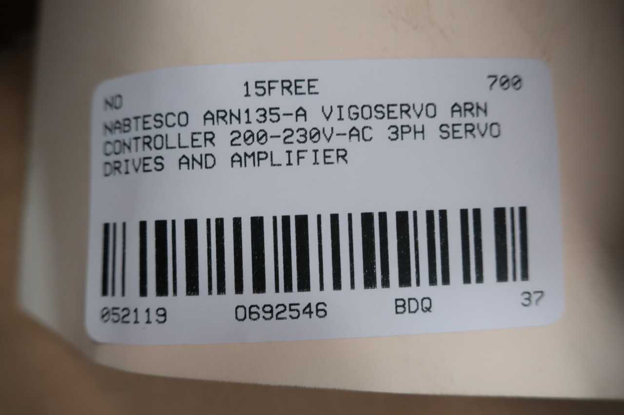 NABTESCO ARN135-A VIGOSERVO ARN SERVO DRIVE 200-230V-AC 0-230V-AC 3PH - SERVO