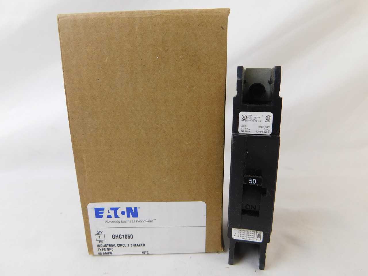 Quantity of 4 New Surplus Eaton GHC1050 MCCB GHC 1P 50A 277V - ELECTRICAL COMPONENTS