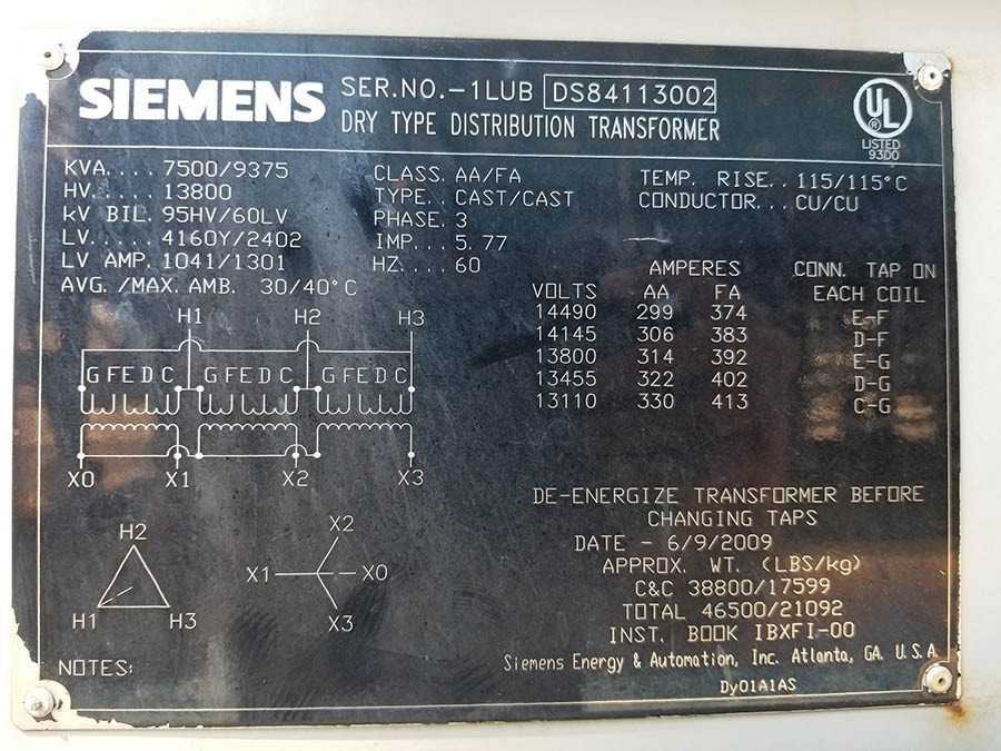 SIEMENS Dry Type Distribution Transformer Outdoor Cast-Coil Design - POWER GENERATORS
