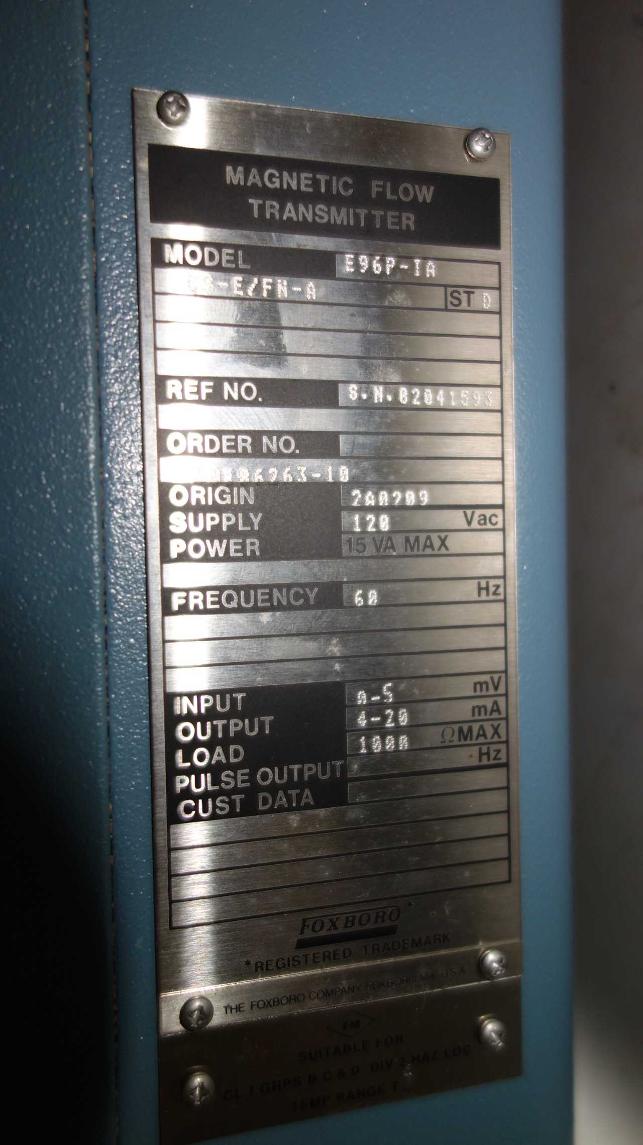 ROSEMOUNT E96P-IA-C3-E/FN-A MAGNETIC FLOW TRANSMITTER - INSTRUMENTATION