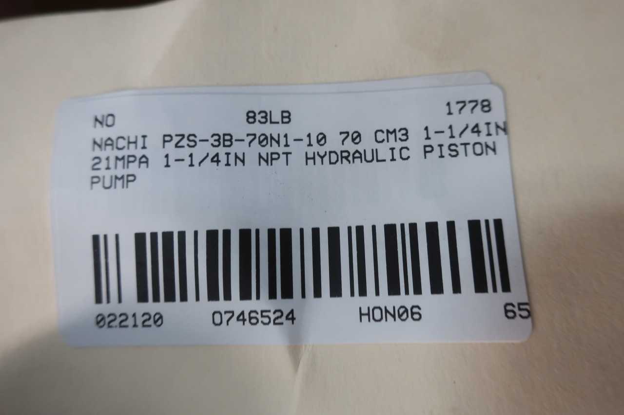 NACHI PZS-3B-70N1-10 70 CM3 1-1/4IN 21MPA 1-1/4IN NPT HYDRAULIC PISTON PUMP - PUMPS