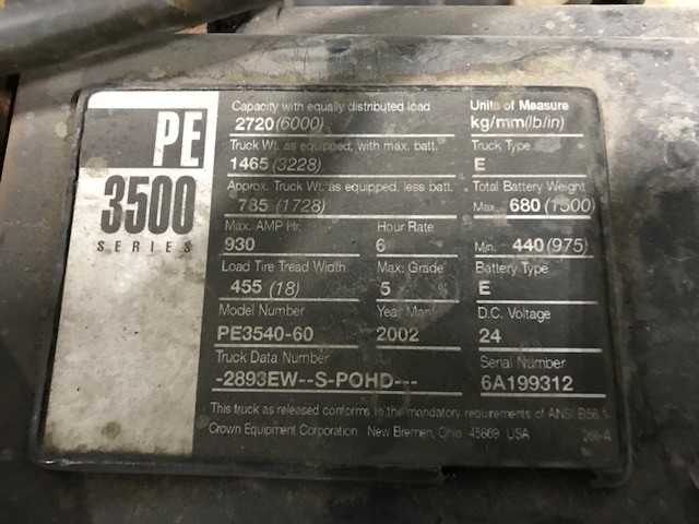2002 Crown PE3540-60 double rider pallet jack, Hebron, KY - MANUAL PALLET JACKS