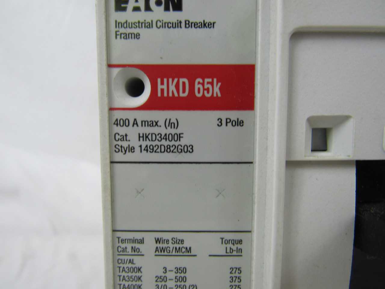 Quantity of 1x HKD3400F 3P 400A 600VAC Molded Case Circuit Breakers - CIRCUIT BREAKERS