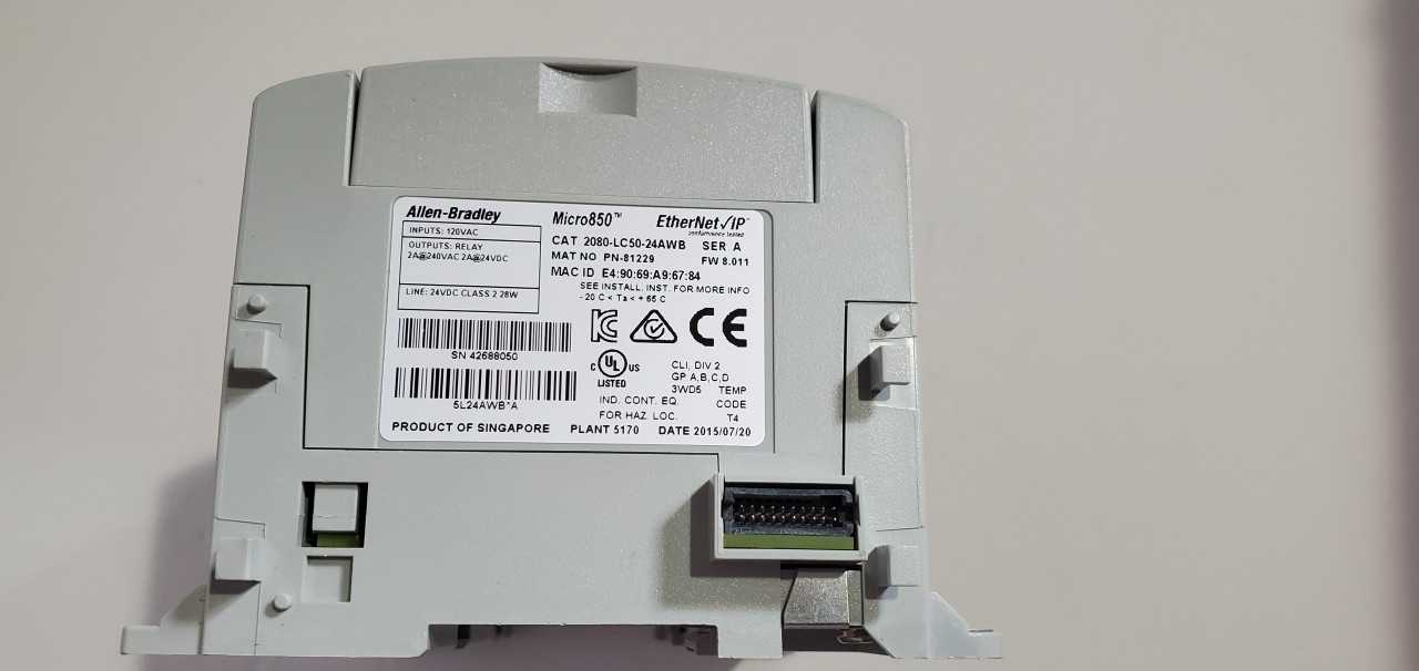 Allen Bradley Micro 850  2080-LC50-24AWB PLC - AUTOMATION & CONTROLS
