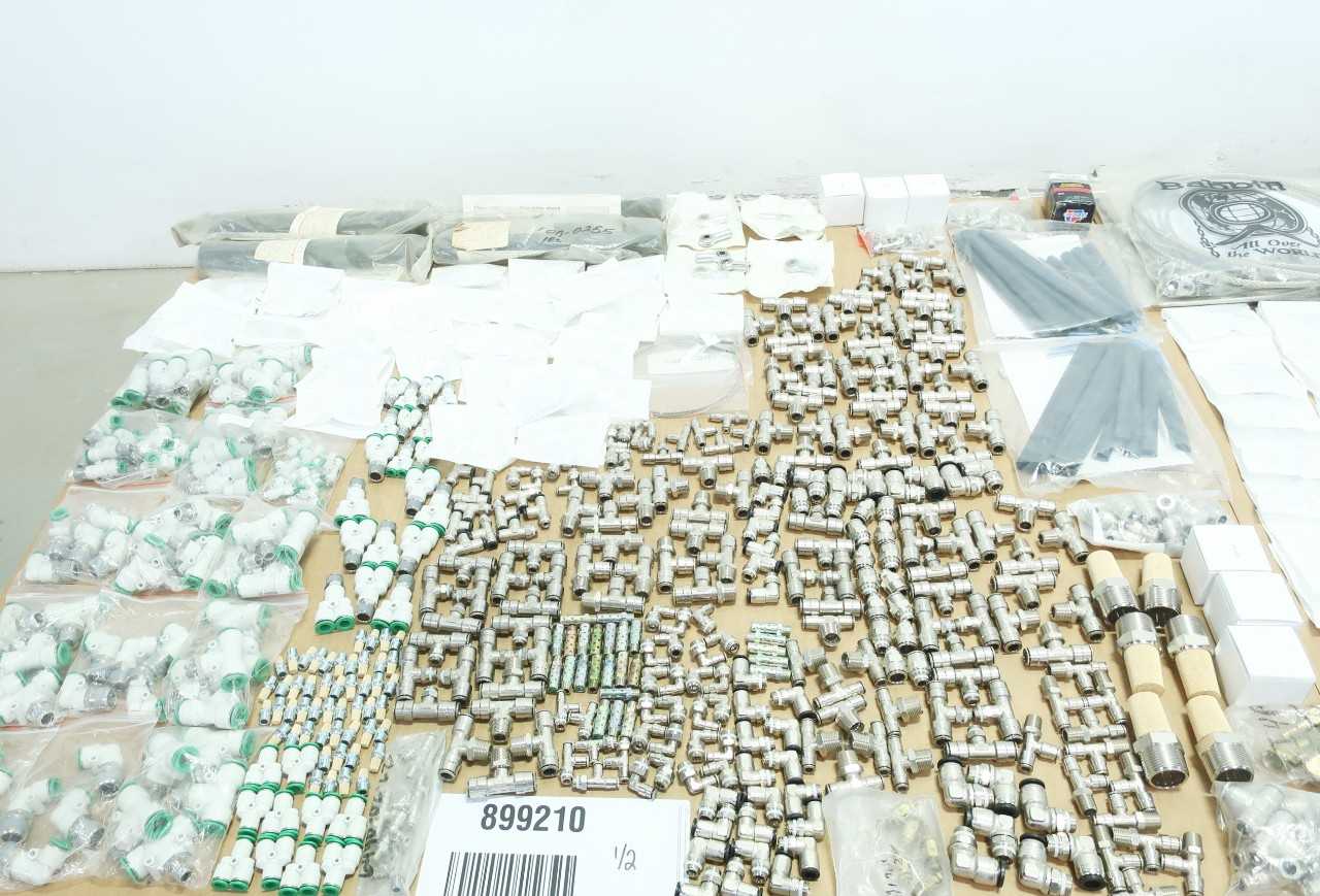 2 PALLETS OF ASSORTED FITTINGS, PNEUMATIC MUFFLER, PRESSURE GAUGE, TEMPERATURE SENDER, BRASS NOZZLE - INSTRUMENTATION