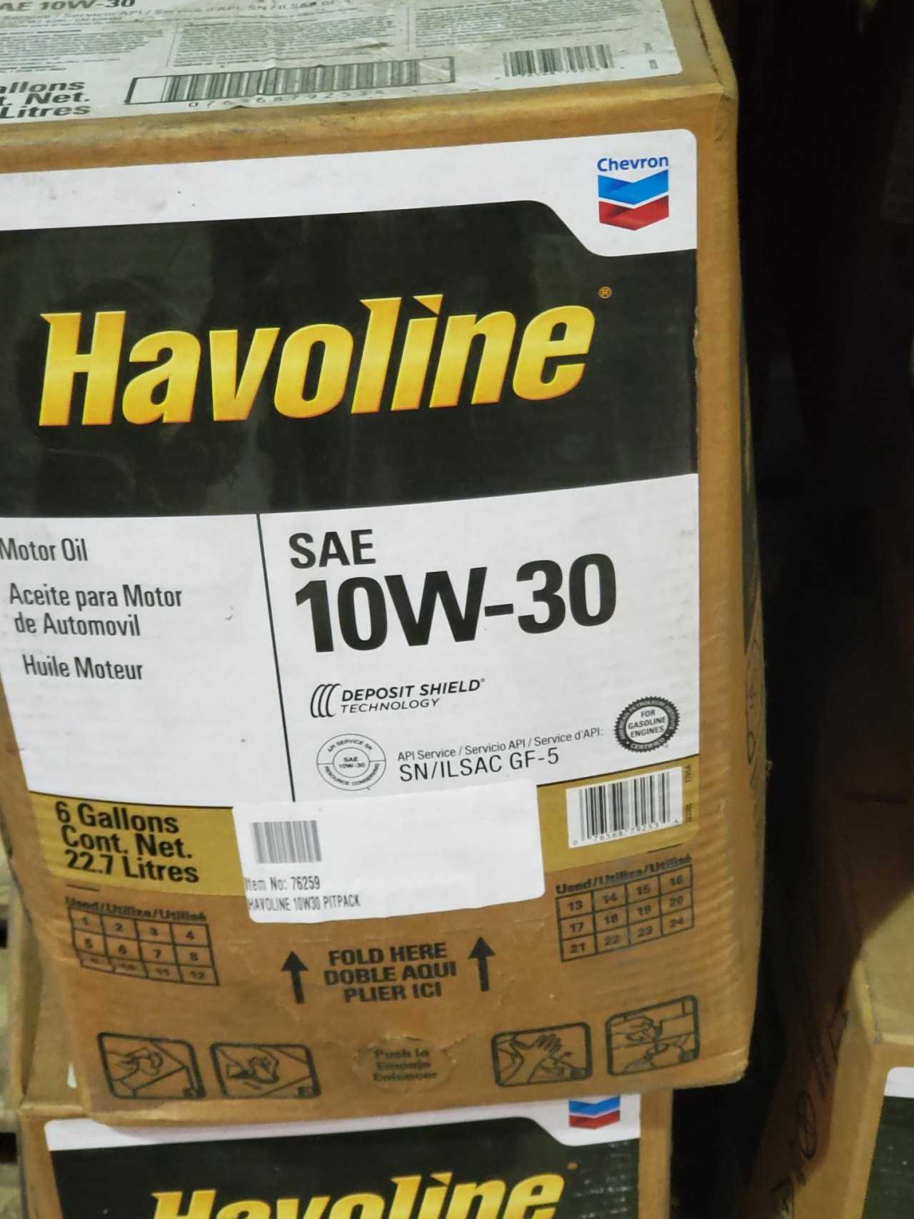 Lot of 4 Cases - HAVOLINE 10W30 PITPACK 6GA (24 gallons total) - MISCELLANEOUS