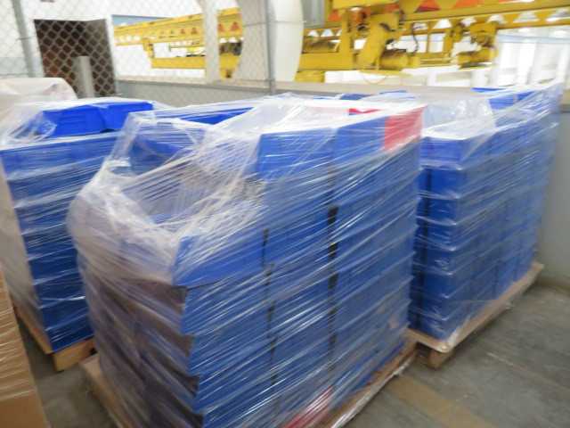 Blue Plastic Containers several pallets new - ELECTRICAL COMPONENTS