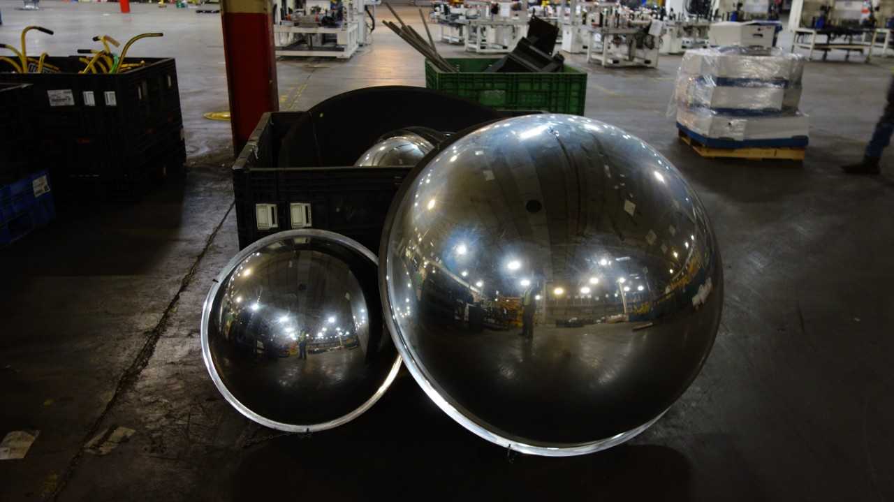 1 CRATE OF ASSORTED INDUSTRIAL HALF DOME CONVEX MIRRORS - PLANT & FACILITY