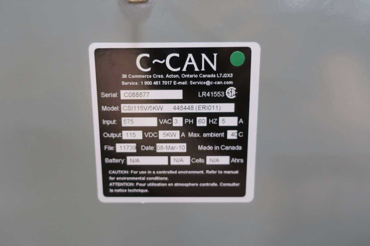C-CAN CSI115V/5KW 448448 3PH 575V-AC 115V-DC 5KW POWER SUPPLY - AUTOMATION & CONTROLS