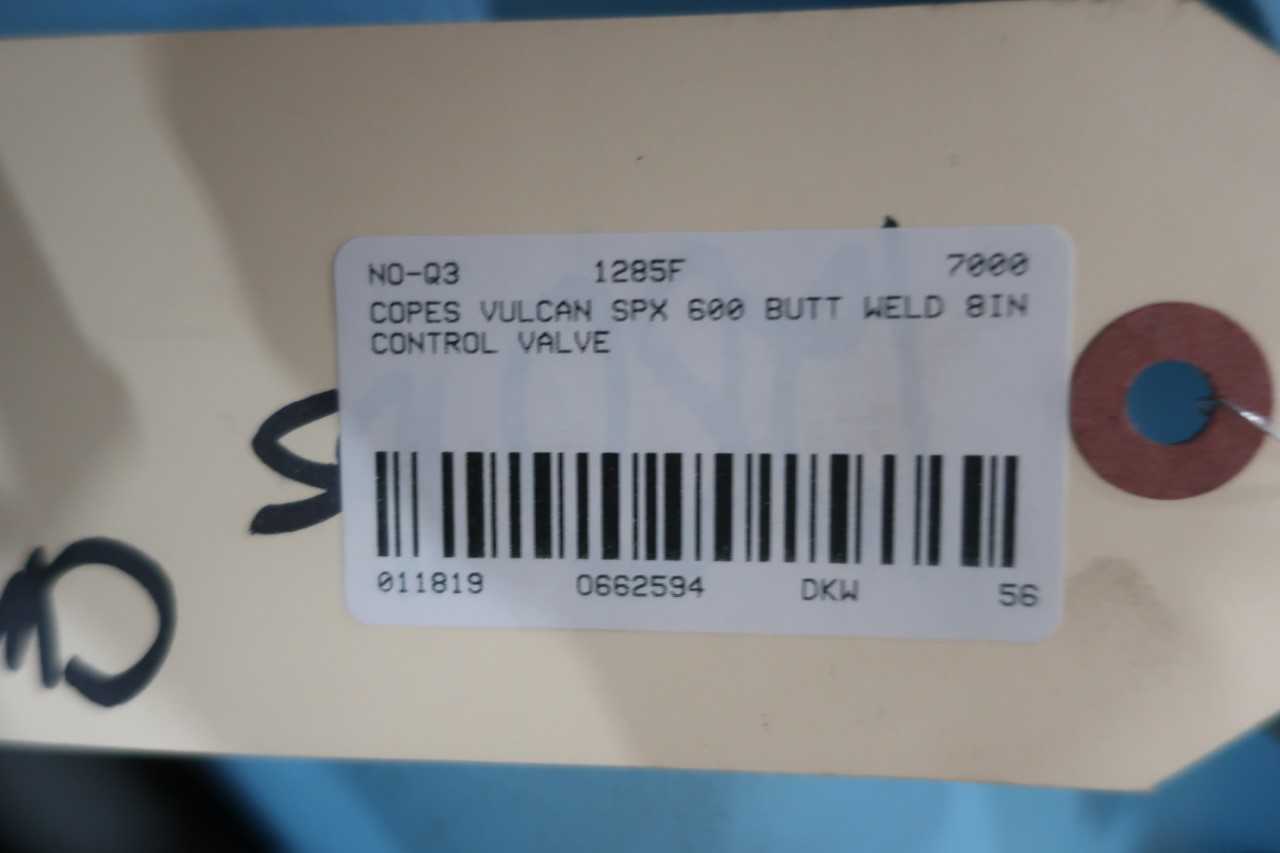 COPES VULCAN SPX 600 BUTT WELD 8IN CONTROL VALVE - CONTROL VALVE