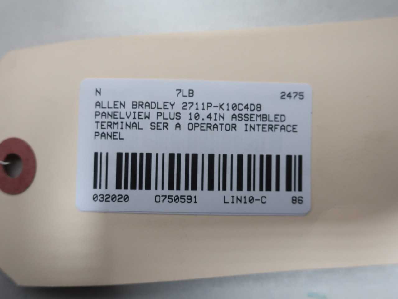 ALLEN BRADLEY 2711P-K10C4D8 SER A PANELVIEW PLUS TERMINAL PANEL - HMIS & DISPLAYS
