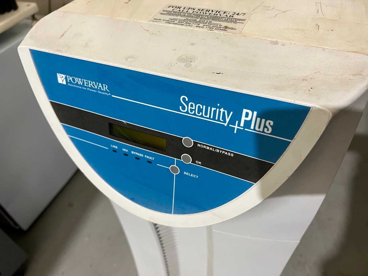 POWERVAR SECURITY PLUS 8KVA UPS - SAFETY SWITCH