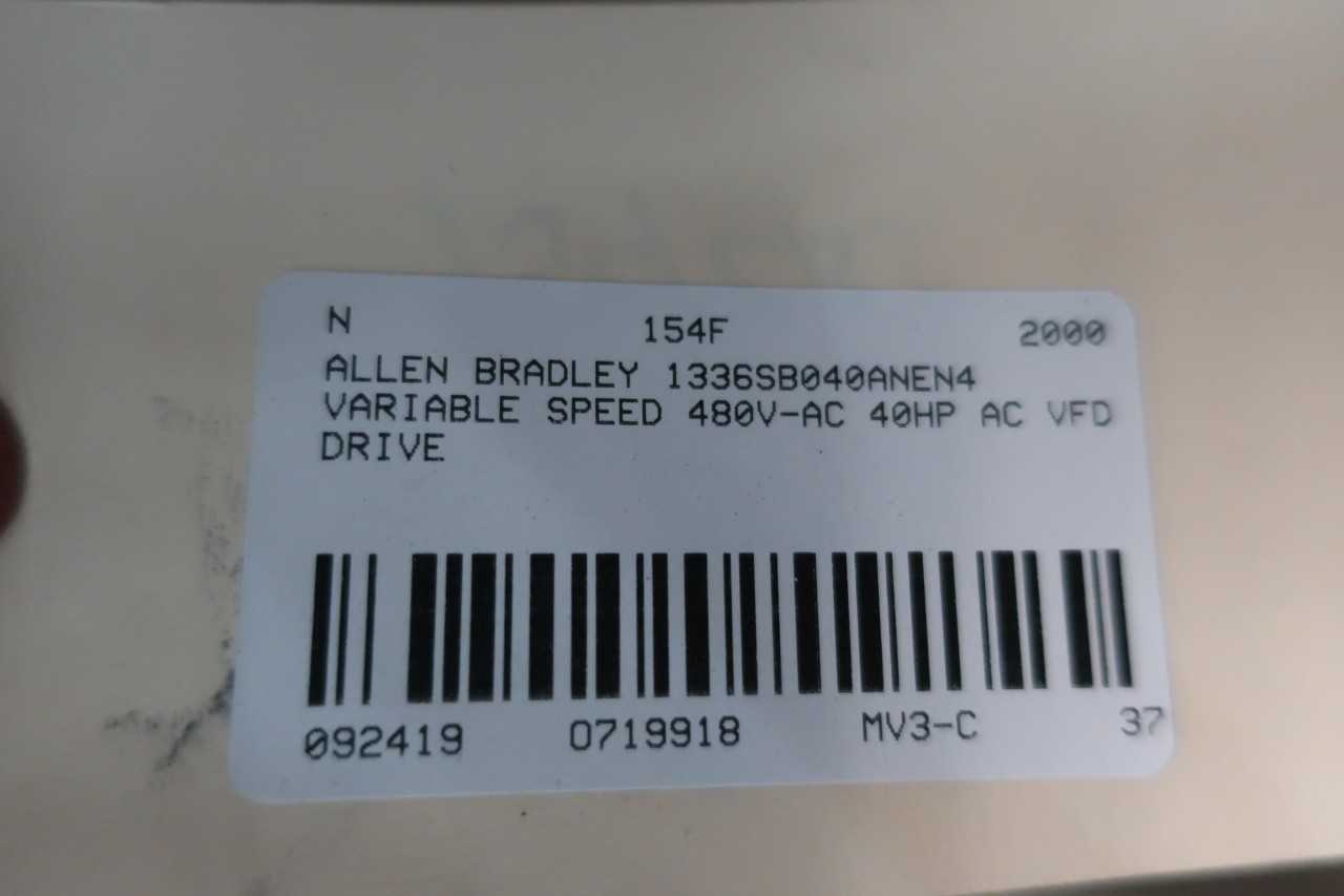ALLEN BRADLEY 1336SB040ANEN4 VARIABLE SPEED 480V-AC 40HP AC VFD DRIVE - MOTOR DRIVES